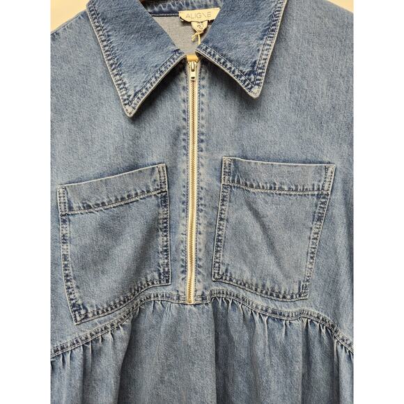 Aligne Gabriella Women's Long Sleeve Midi Denim Dress, Sz UK18 US14, Light Wash - Picture 7 of 15